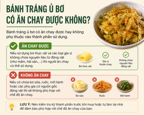 bánh tráng ủ bơ có ăn chay được không